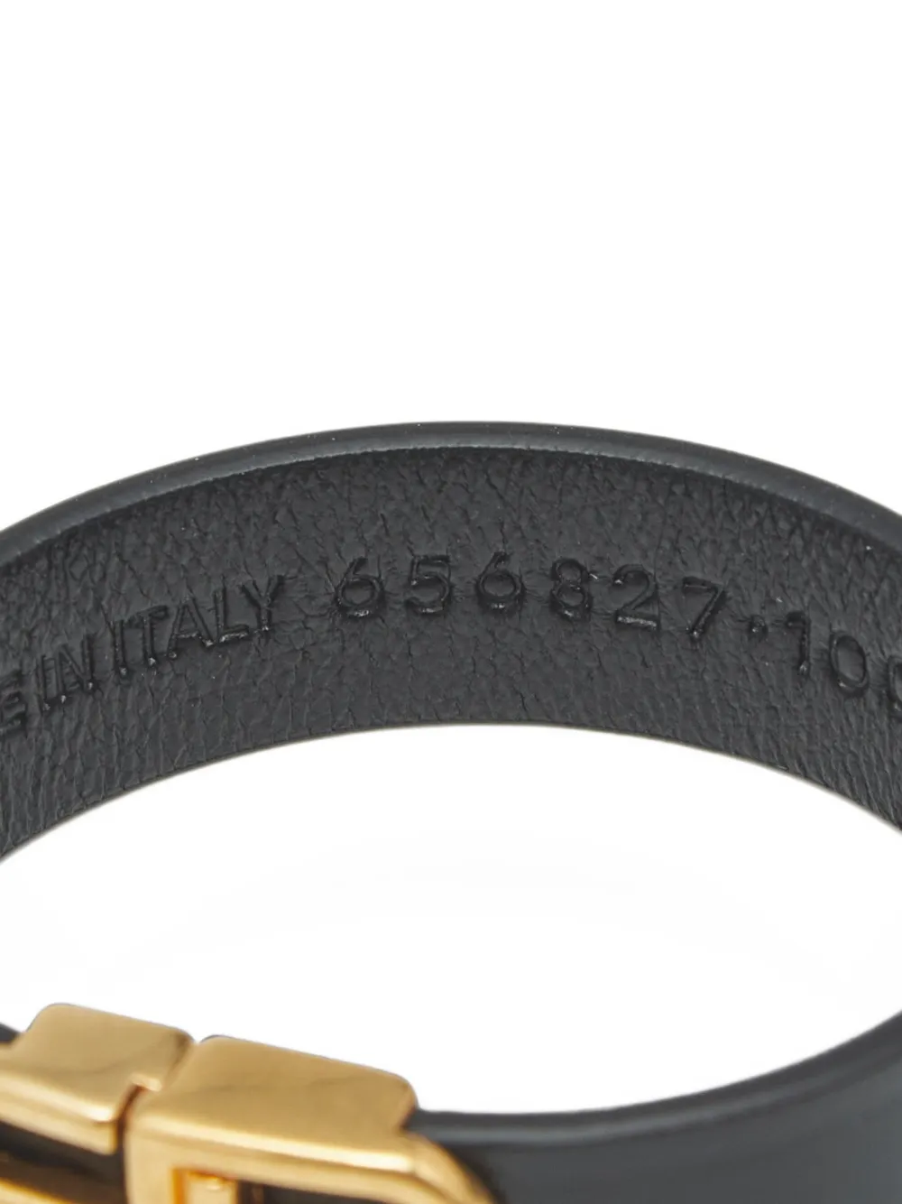 Balenciaga Pre-owned BB Logo Leather Bracelet in Black, view 4
