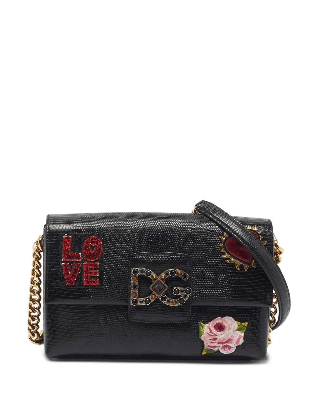Dolce & Gabbana Pre-Owned DG Millennials patch-embellished shoulder bag - Nero