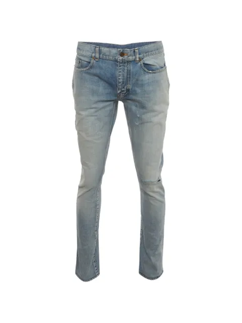 Saint Laurent Pre-Owned distressed straight-leg jeans