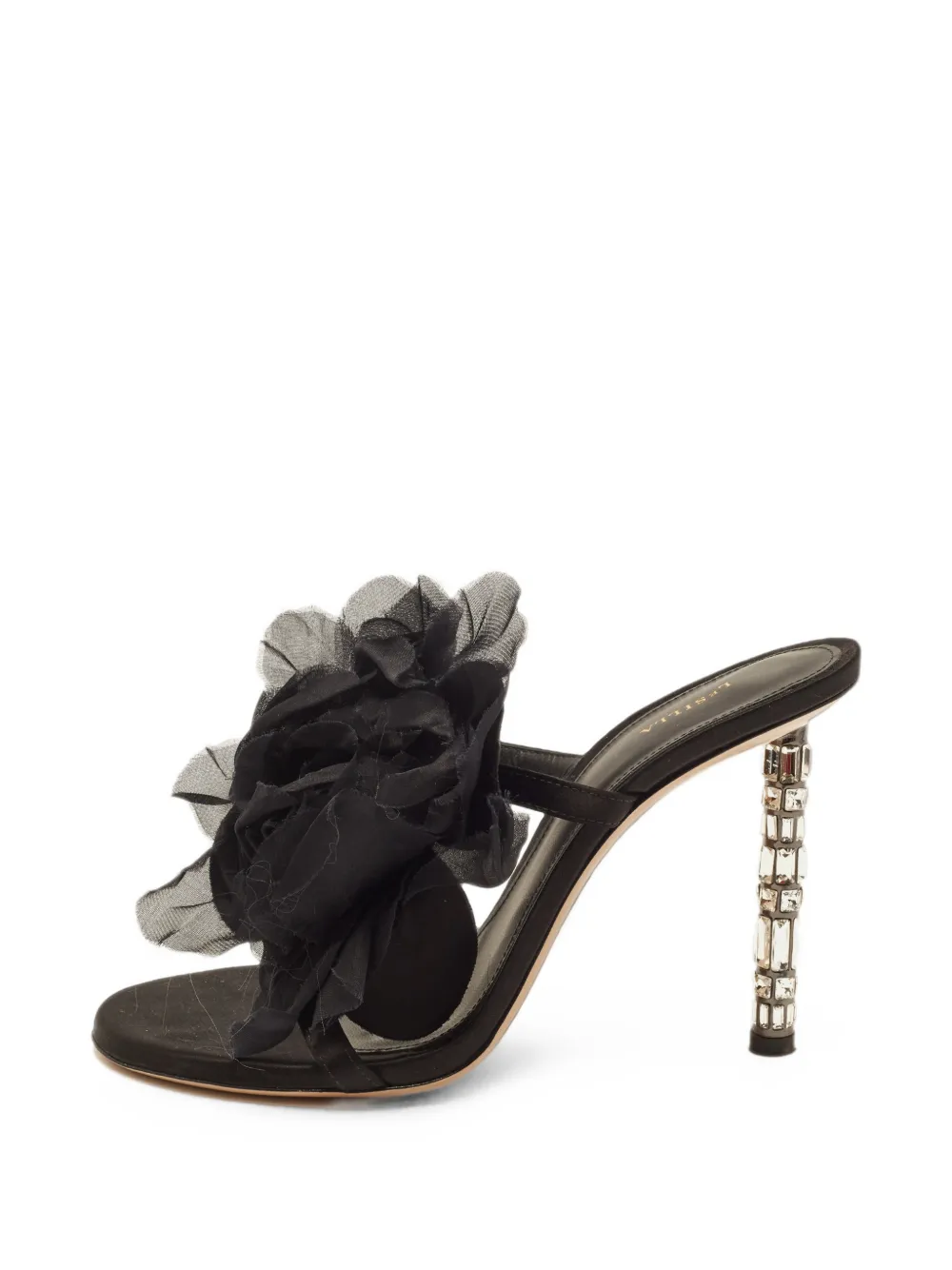 Le Silla floral-applique crystal-embellished sandals - Schwarz