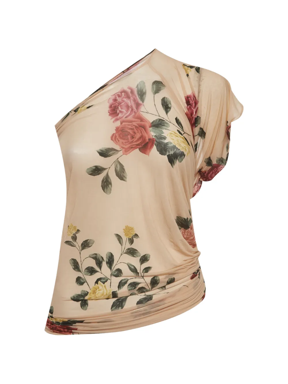Magda Butrym floral-print one-shoulder top - Toni neutri