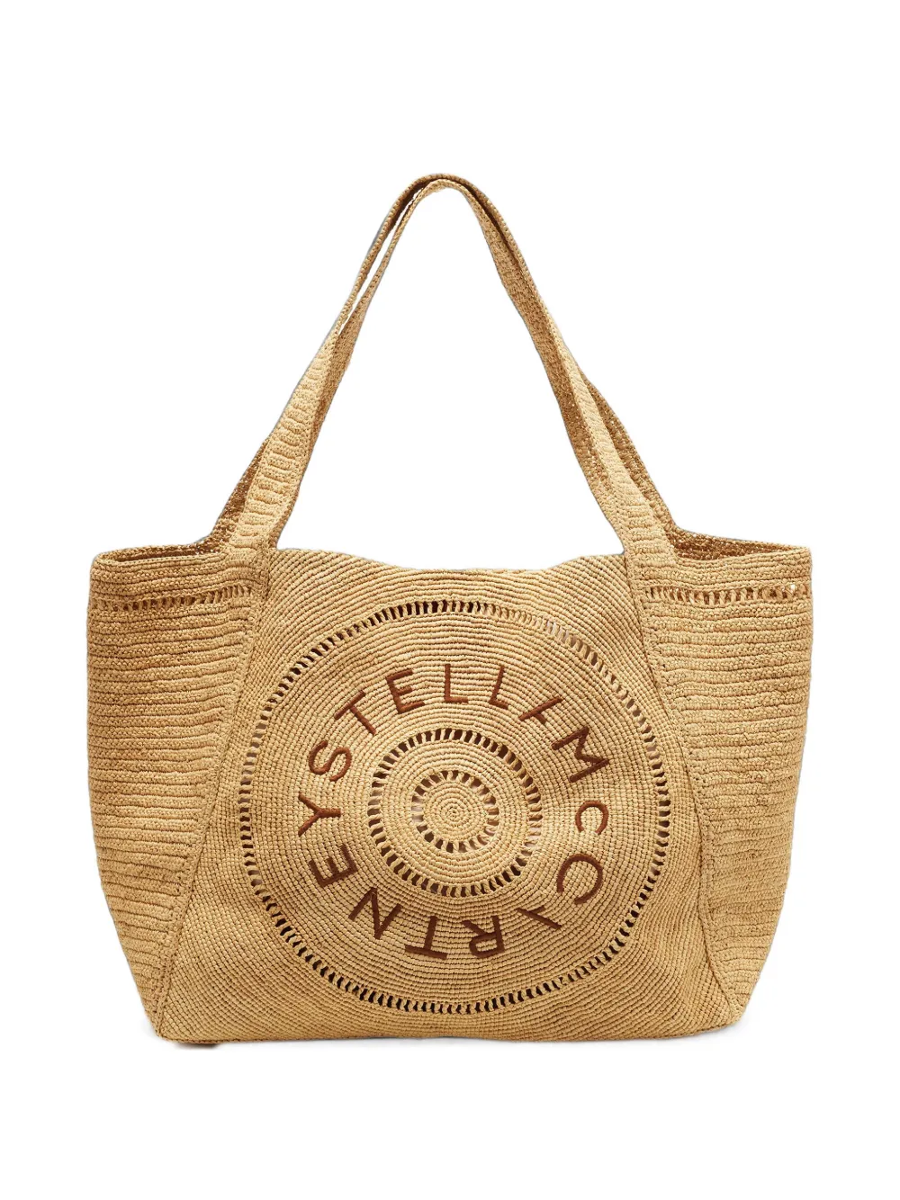 Stella McCartney Pre-Owned large crochet raffia tote bag - Nude