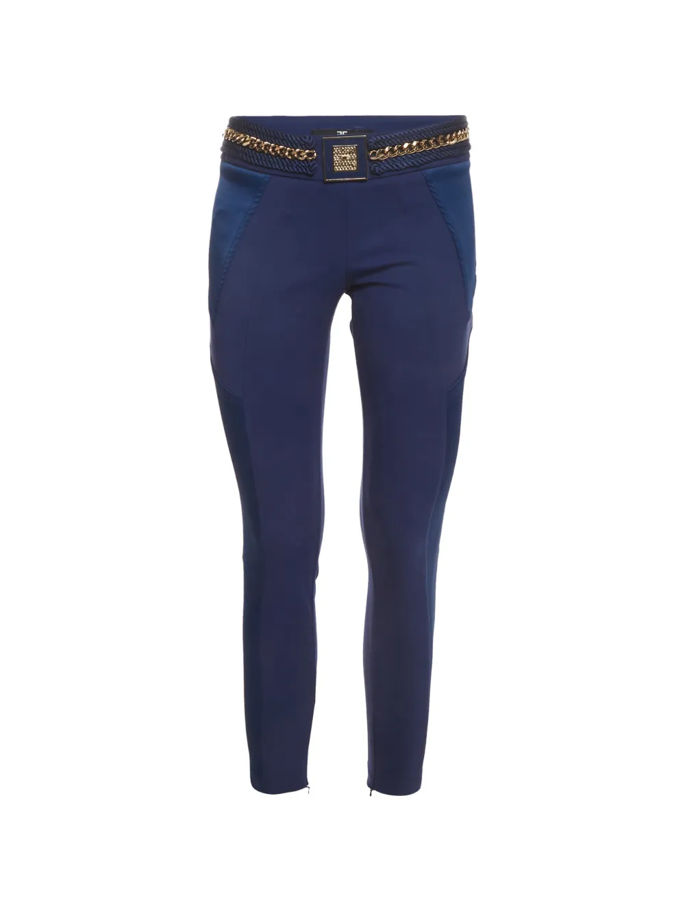 Elisabetta Franchi logo-plaque cropped trousers - Blu