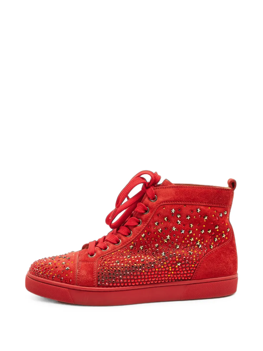 Christian Louboutin Pre-Owned Louis High-Top-Sneakers mit Kristallen - Rot