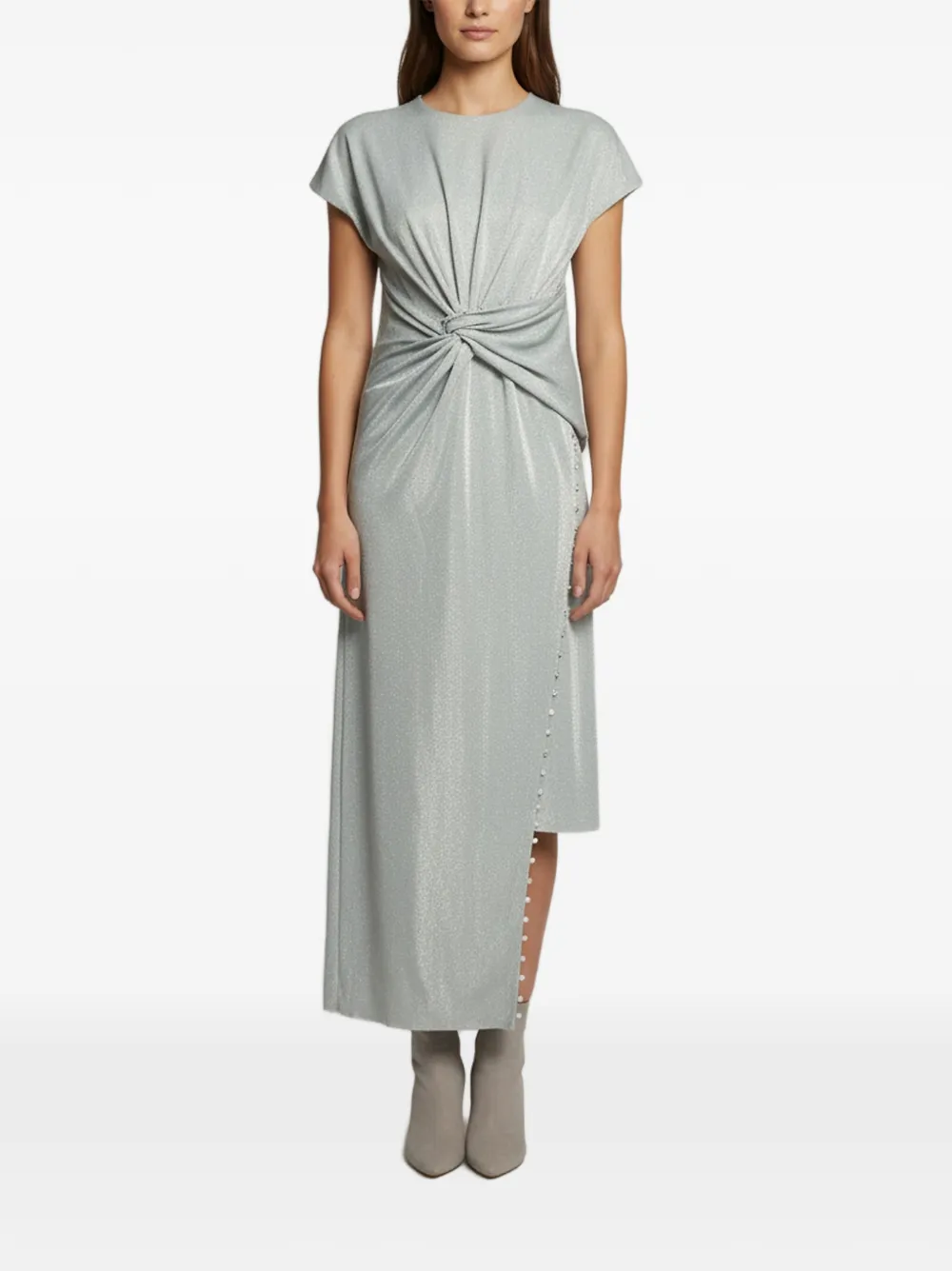 Lanvin Pre-Owned robe mi-longue drapée à design asymétrique - Vert Lanvin Pre-Owned robe mi-longue drapée à design asymétrique - Vert