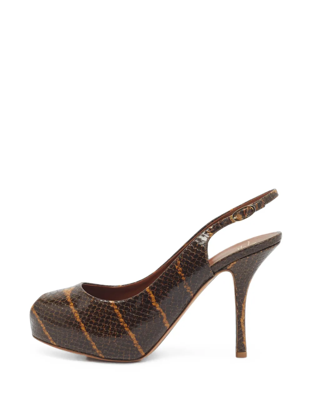 Giuseppe Zanotti Vintage Slingback-Pumps mit Python-Prägung - Braun