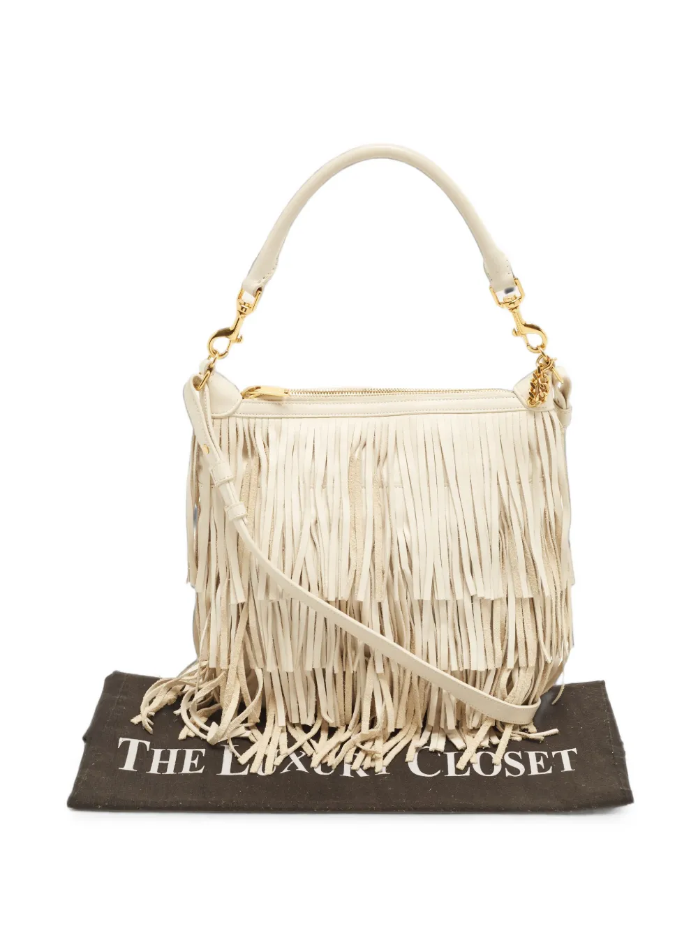 Saint Laurent Pre-Owned 2015 Emmanuelle fringe hobo tote bag - Weiß
