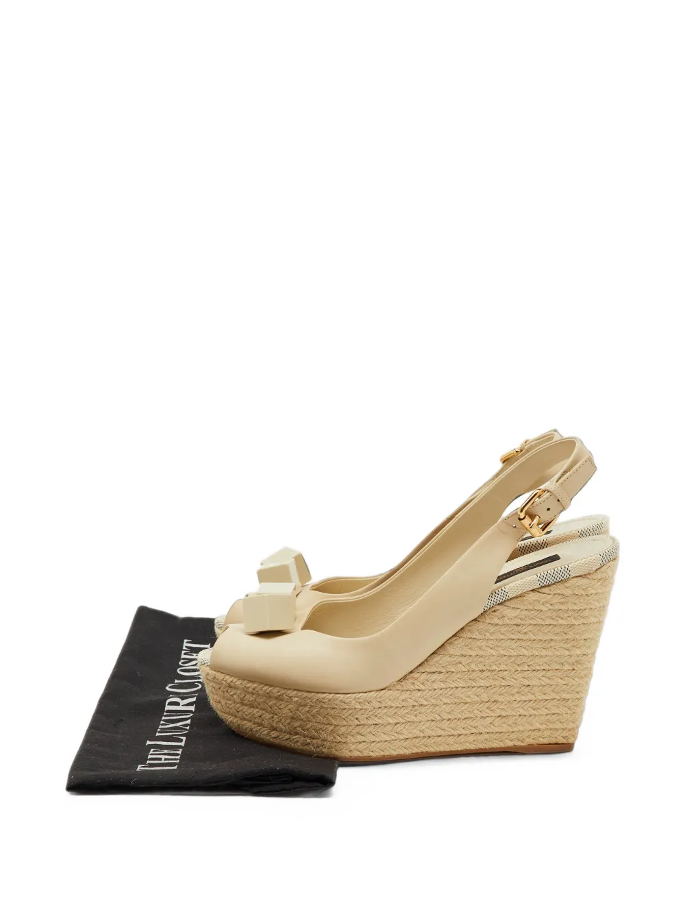 Louis Vuitton Pre-Owned Gossip Cube espadrille wedge sandals - Nude