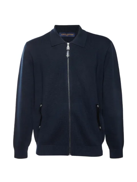 Louis Vuitton Pre-Owned leather-trim knit jacket