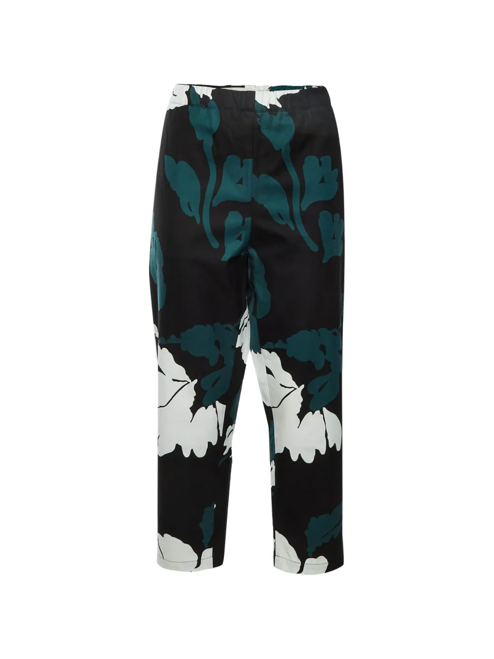 Pre-owned Marni 2013 Floral-print Trousers In Black