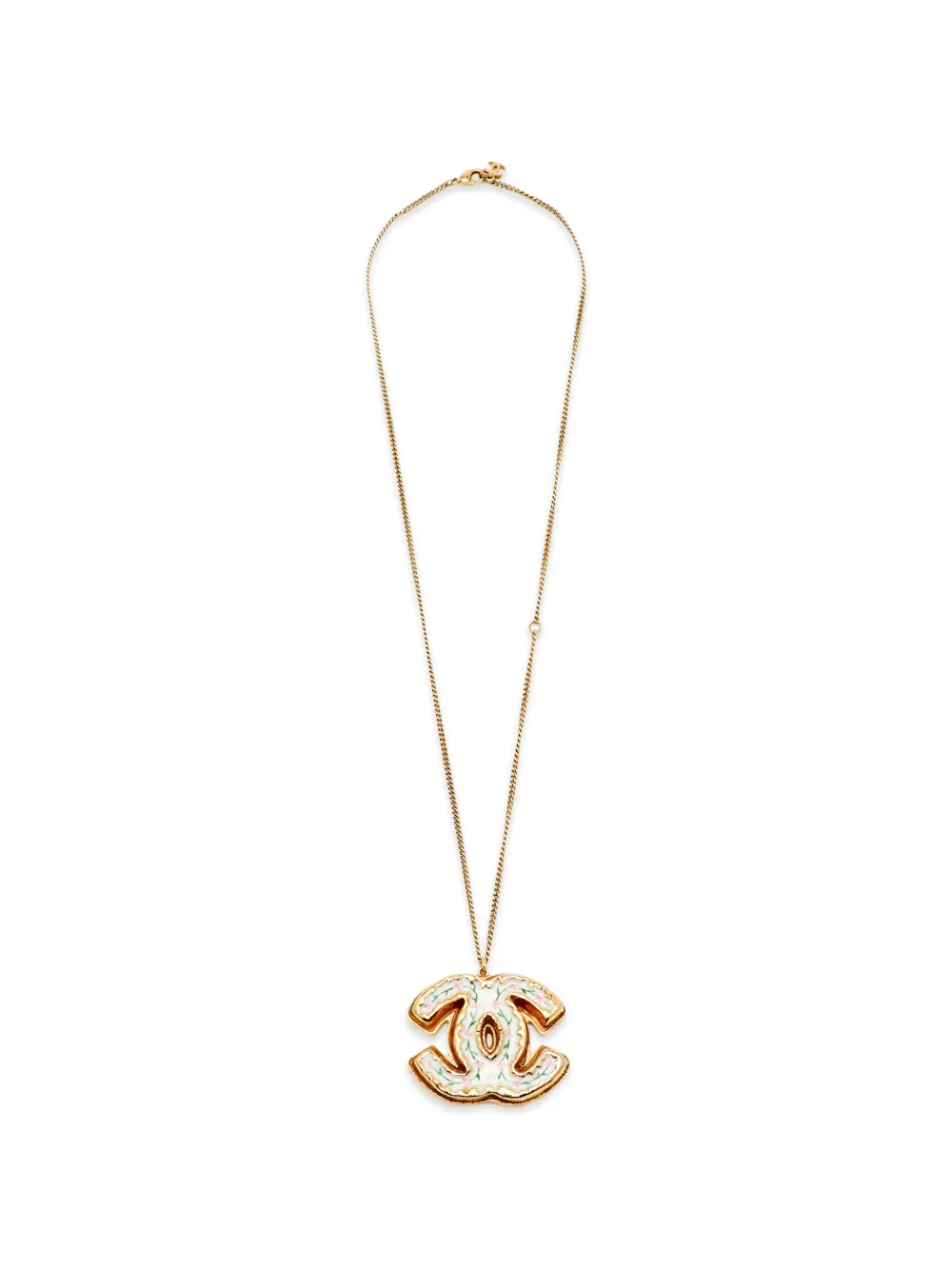 CHANEL Pre-Owned CC floral enamel necklace - Oro