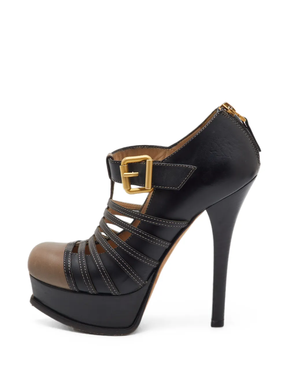Fendi Pre-Owned FF strappy platform pumps - Schwarz