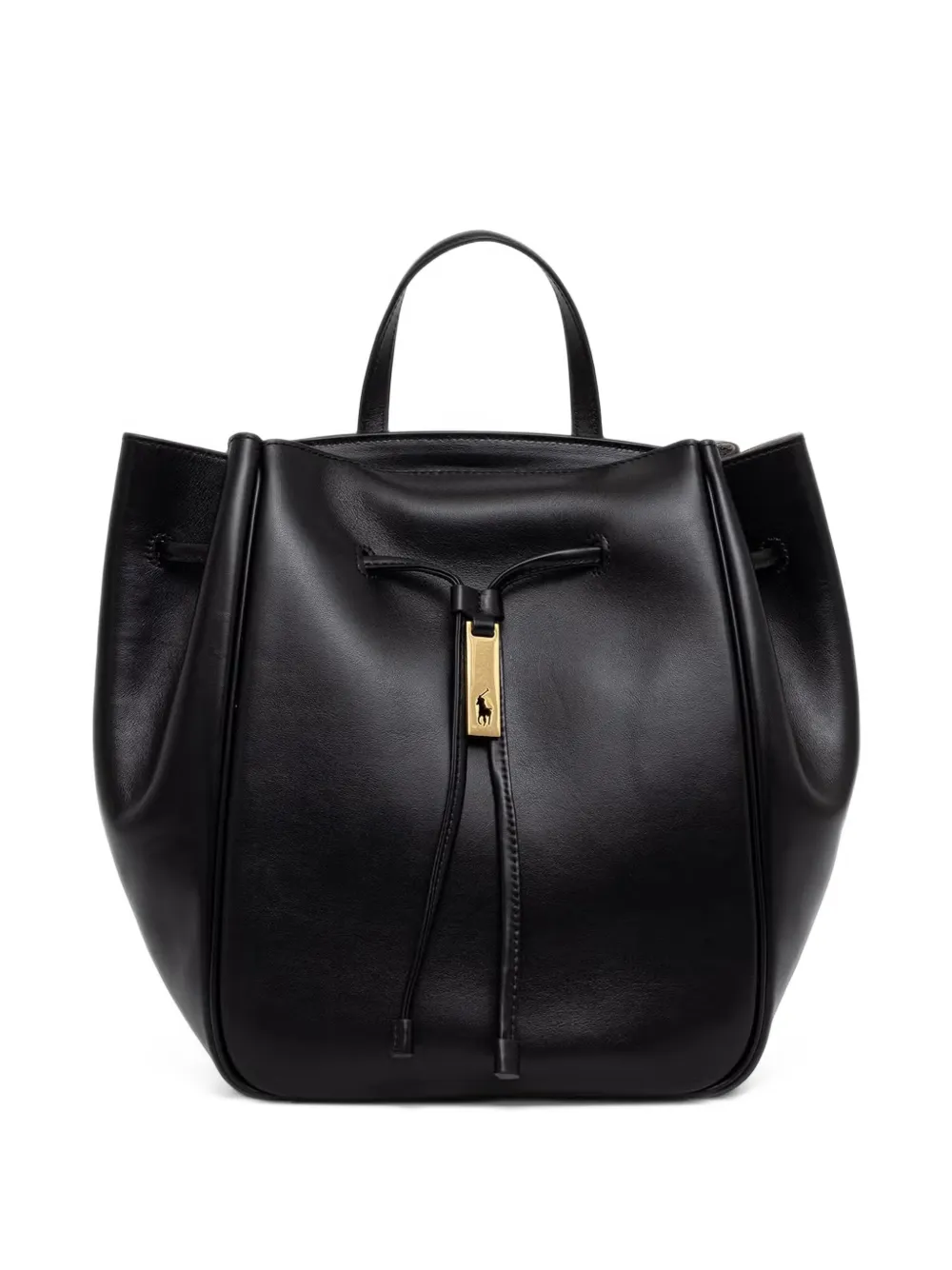 Polo Ralph Lauren Polo ID leather drawstring backpack - Nero
