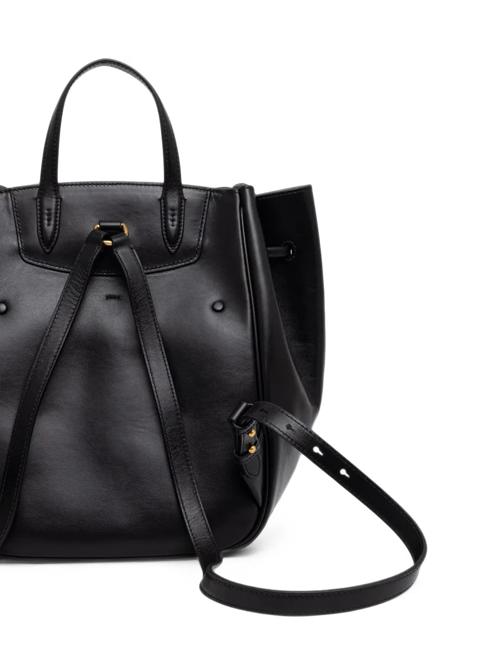 Polo Ralph Lauren Polo ID leather drawstring backpack Zwart