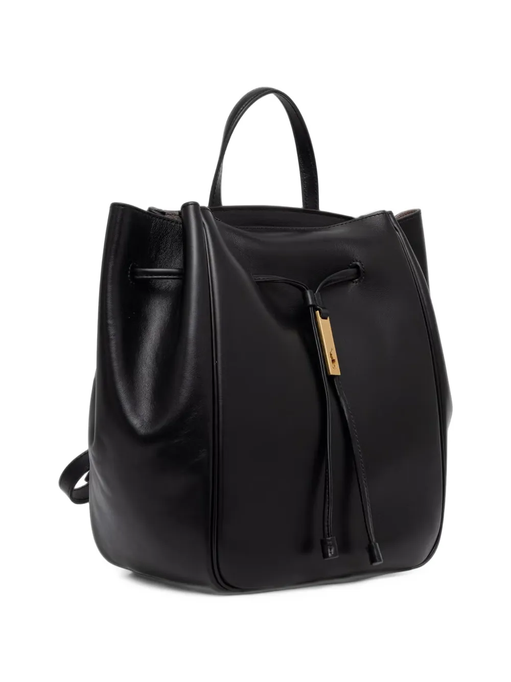 Polo Ralph Lauren Polo ID leather drawstring backpack Zwart
