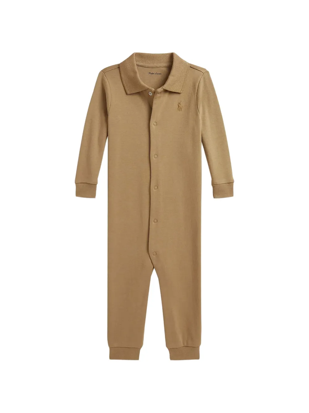 POLO RALPH LAUREN KIDS soft-cotton polo coverall - Marrone