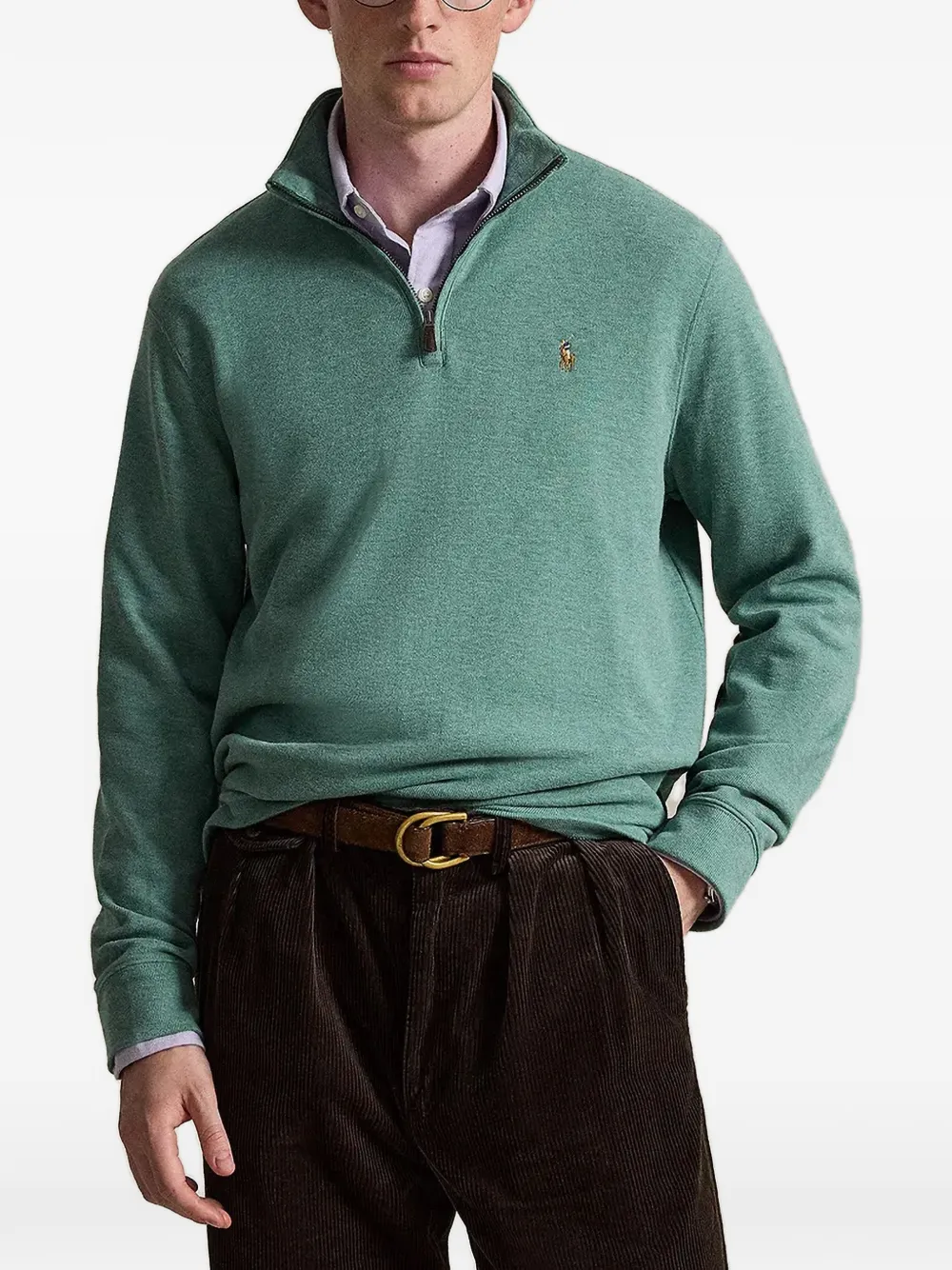 Polo Ralph Lauren Maglione in Estate Rib con zip - Verde