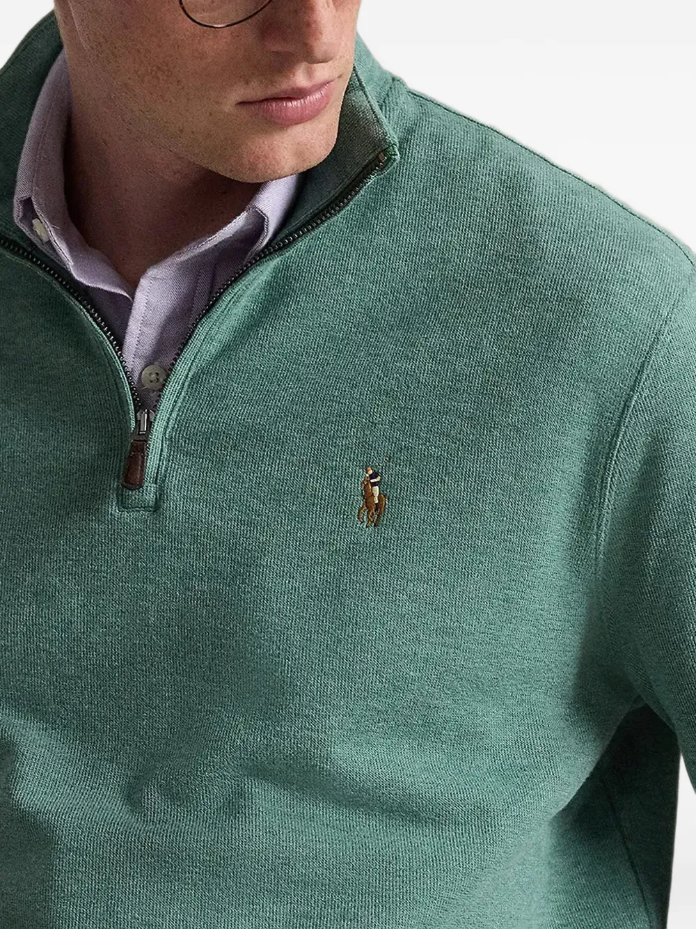 Polo Ralph Lauren Estate geribbelde pullover met kwartrits Groen