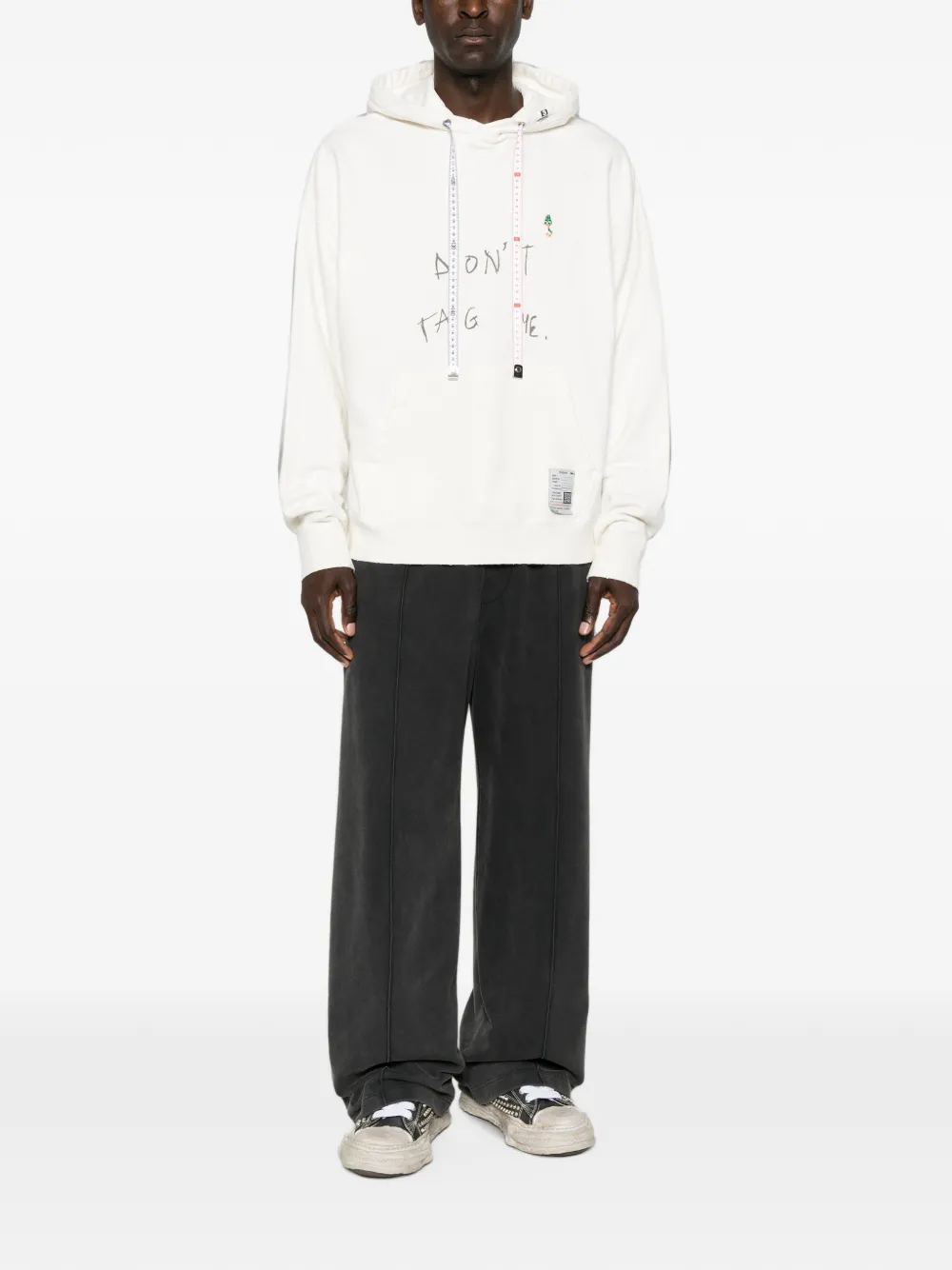 Maison MIHARA YASUHIRO Hoodie met meetlint en tekst Beige