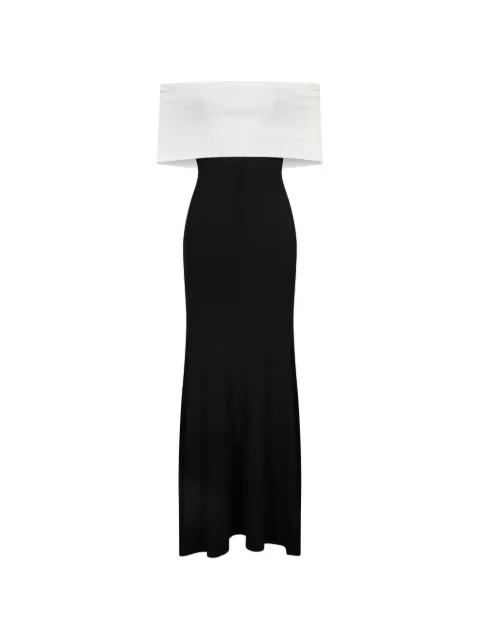 Roland Mouret off-shoulder colour-block maxi dress