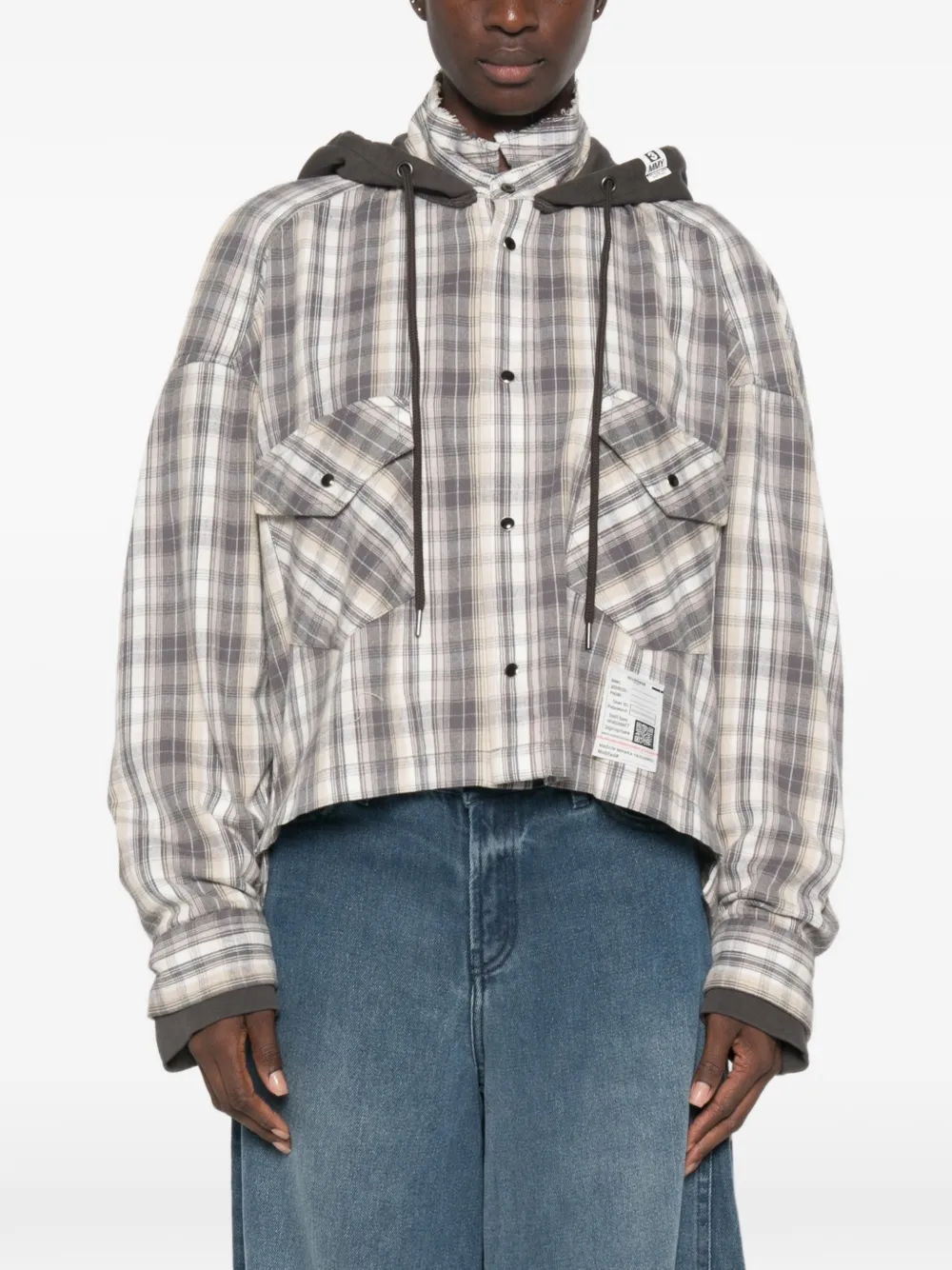 Maison MIHARA YASUHIRO Geruite shirt met capuchon Grijs
