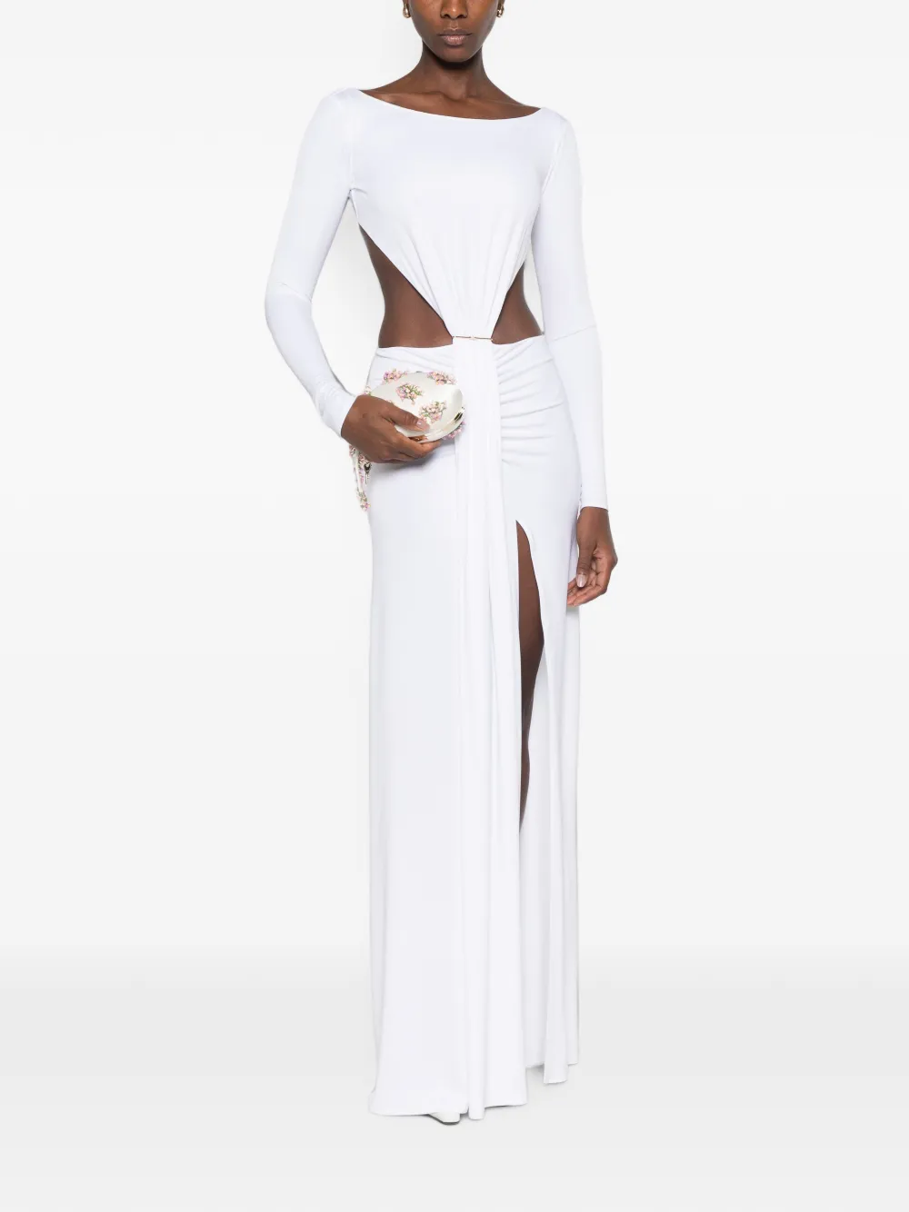 Elisabetta Franchi cut-out ruched maxi dress Wit