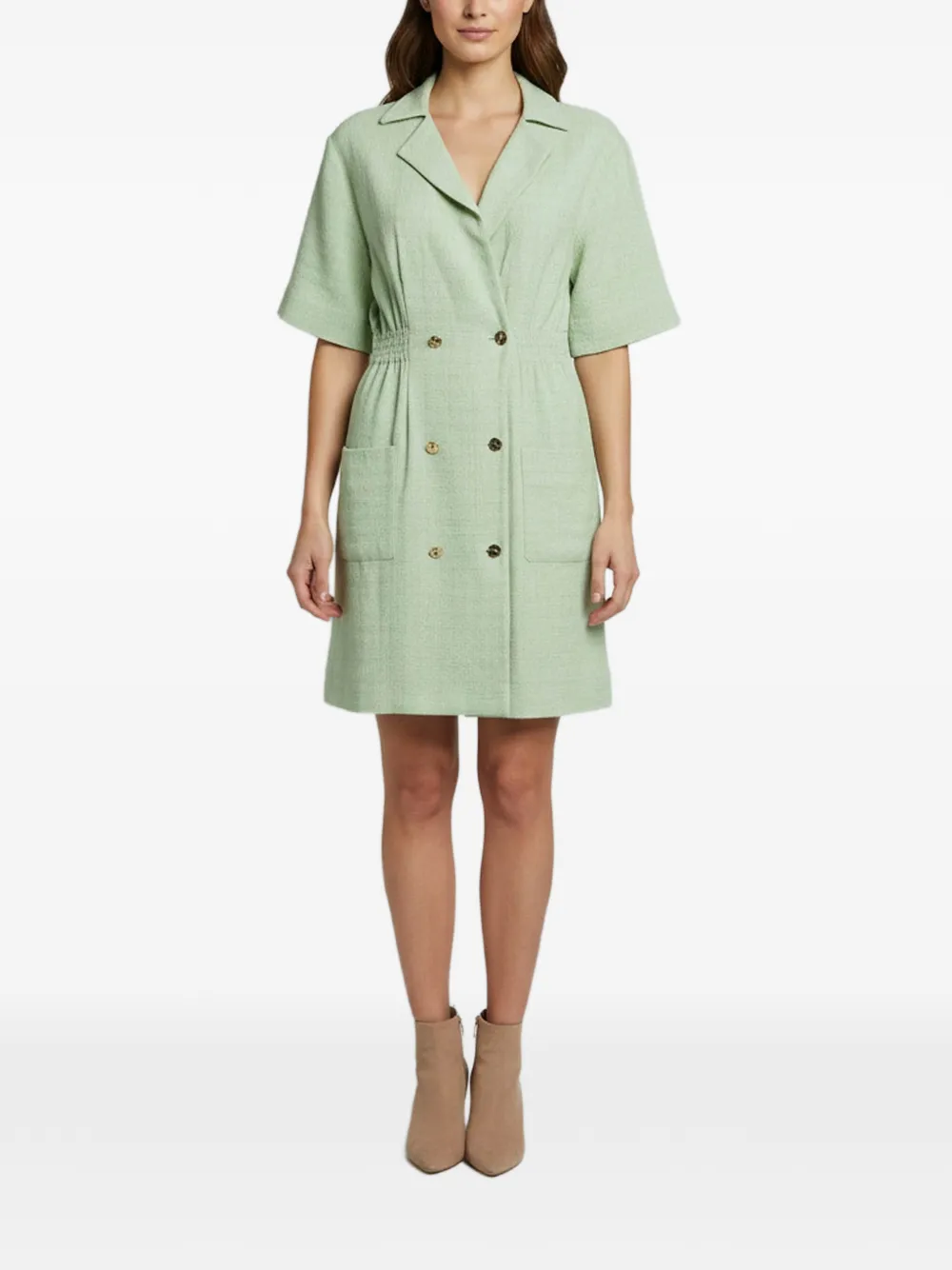 SANDRO Alize double-breasted shirt midi dress - Verde