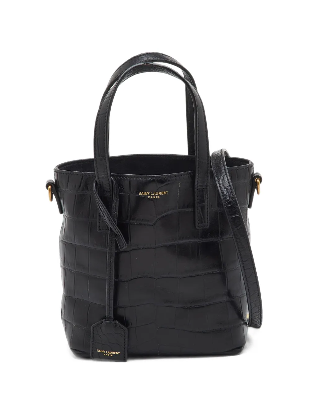 Saint Laurent Pre-Owned 2024 mini Toy croc-embossed tote bag - Schwarz