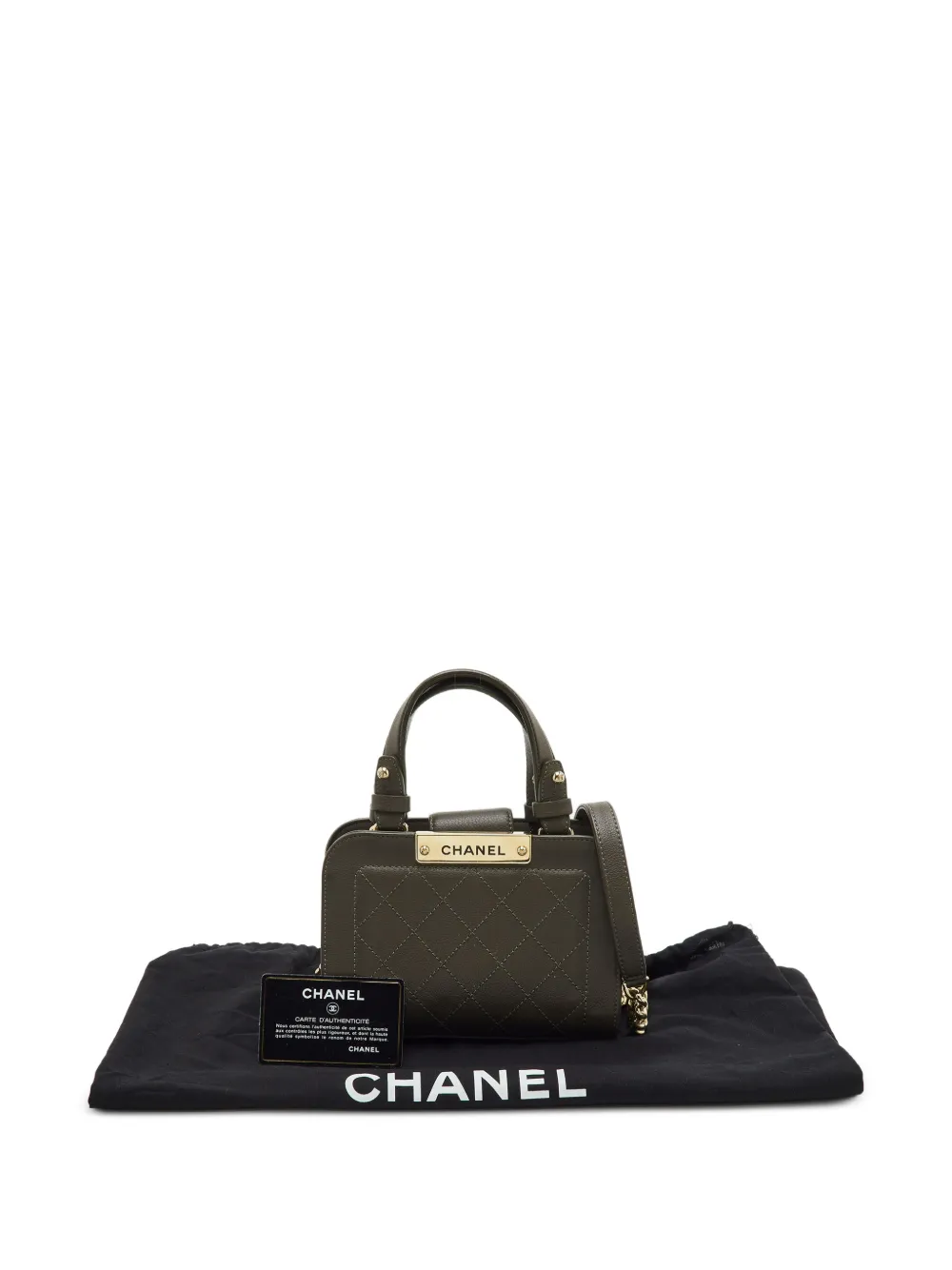 CHANEL Pre-Owned Label Click gewatteerde mini-schoudertas Groen