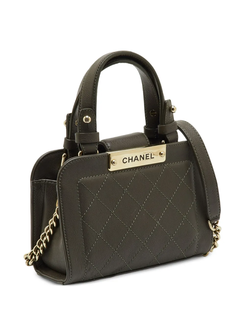 CHANEL Pre-Owned Label Click gewatteerde mini-schoudertas Groen