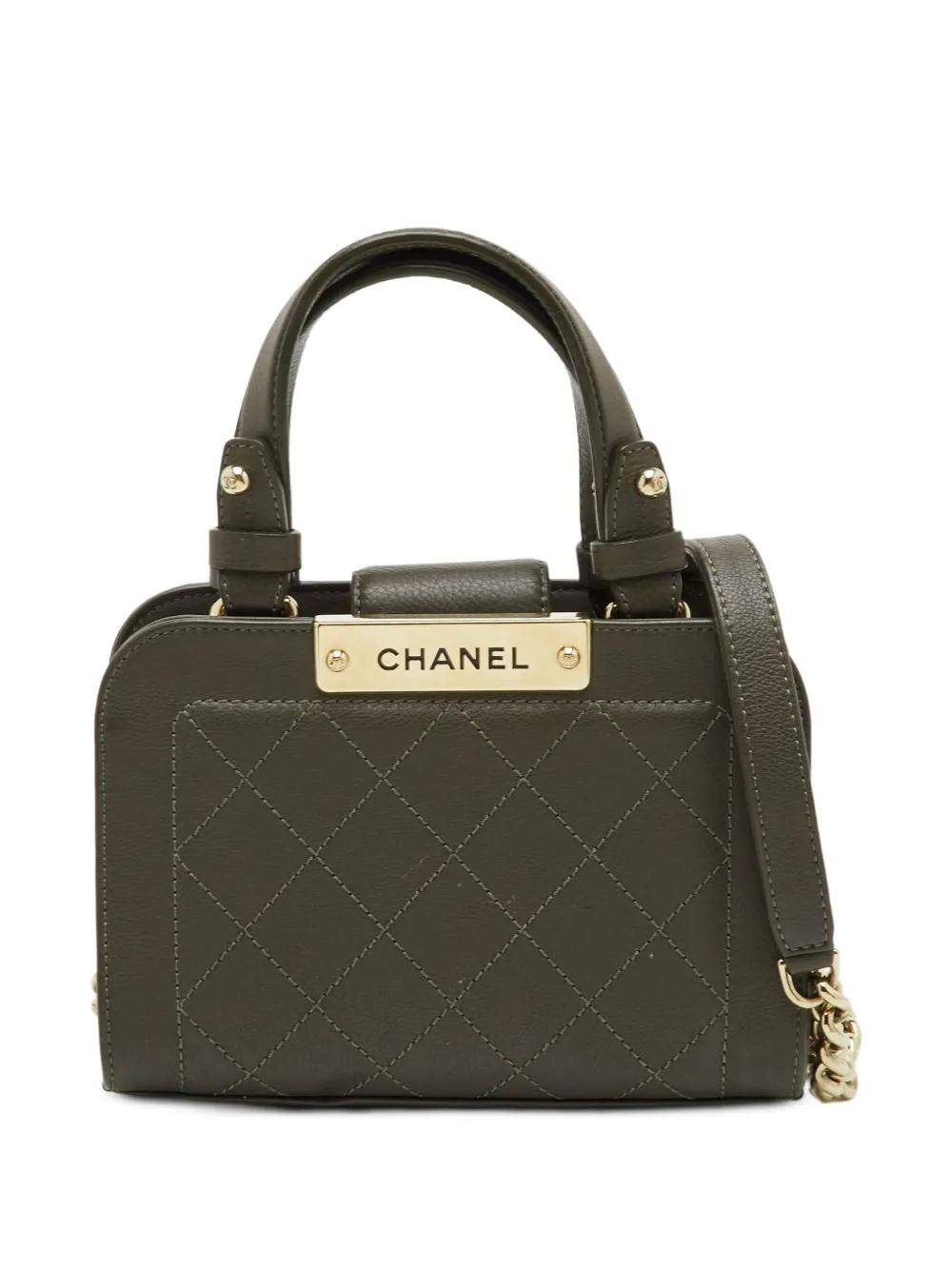 CHANEL Pre-Owned mini Label Click quilted shoulder bag - Verde