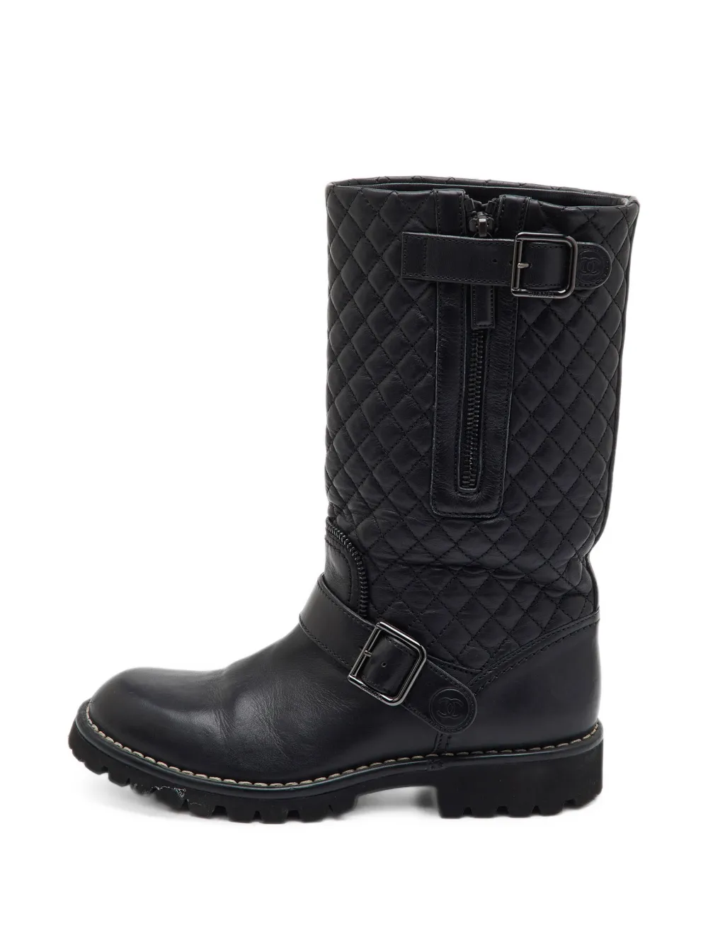 CHANEL Pre-Owned quilted CC mid-calf boots - Schwarz
