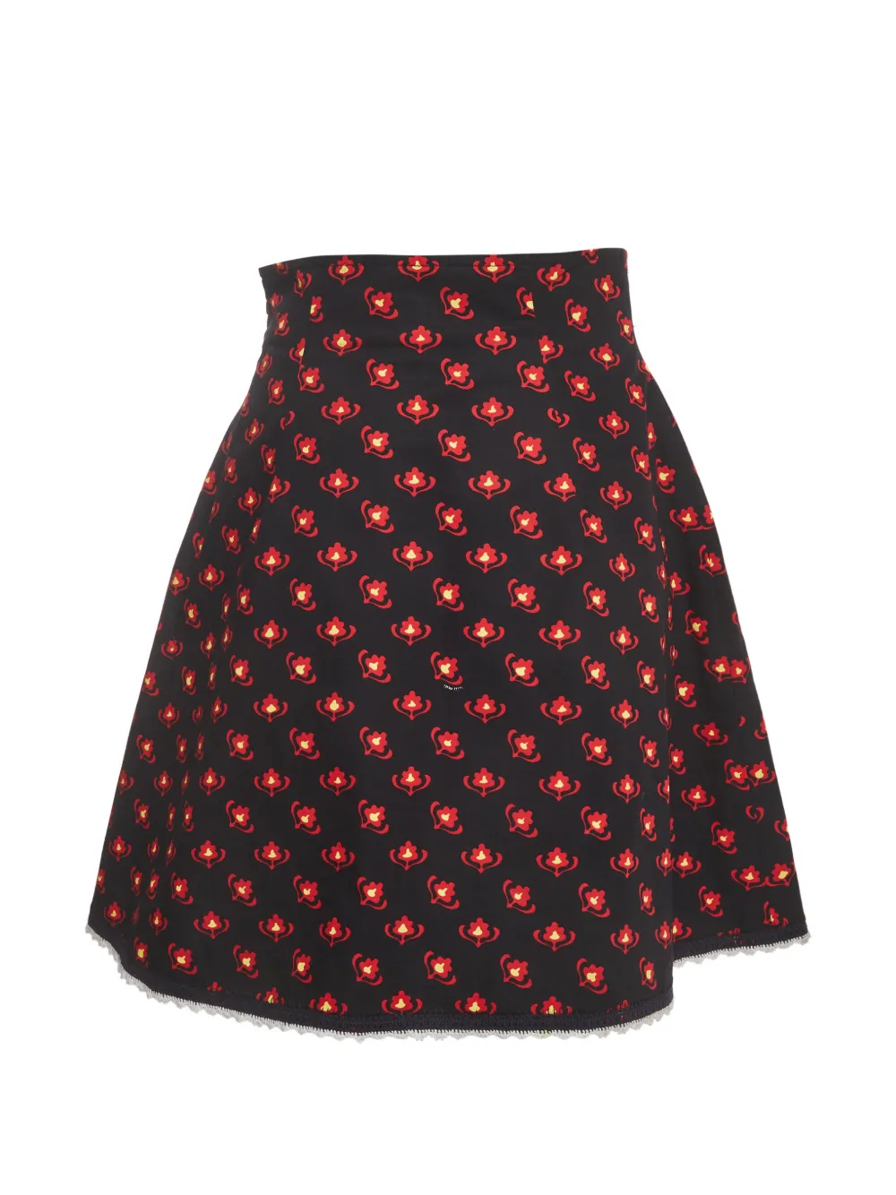 Miu Miu Pre-Owned floral-print flared mini skirt - Schwarz