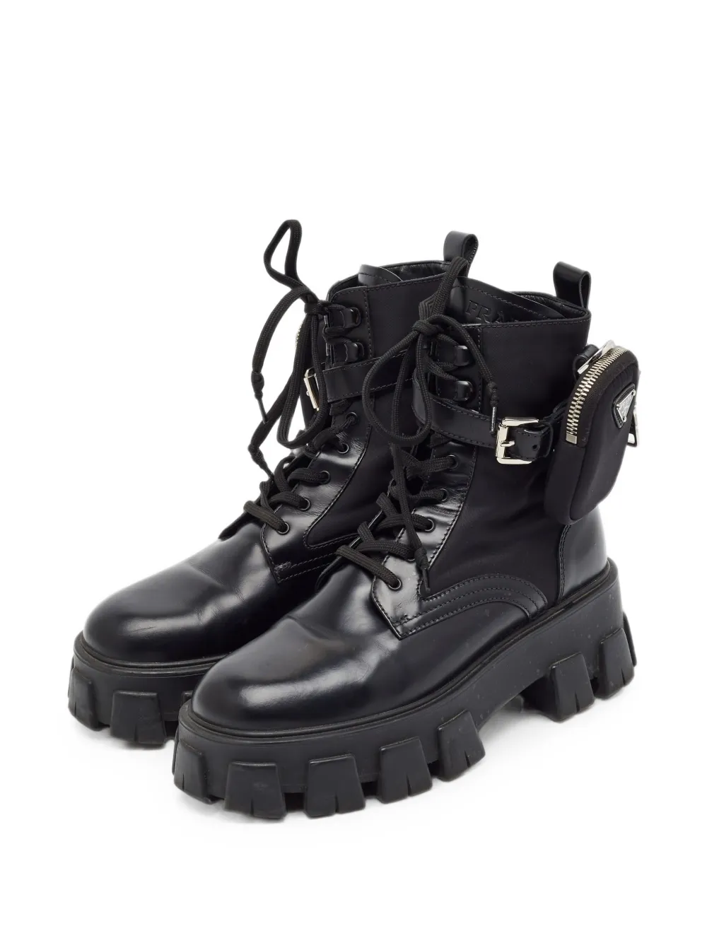 Prada Pre-Owned モノリス コンバットブーツ | ブラック | FARFETCH JP