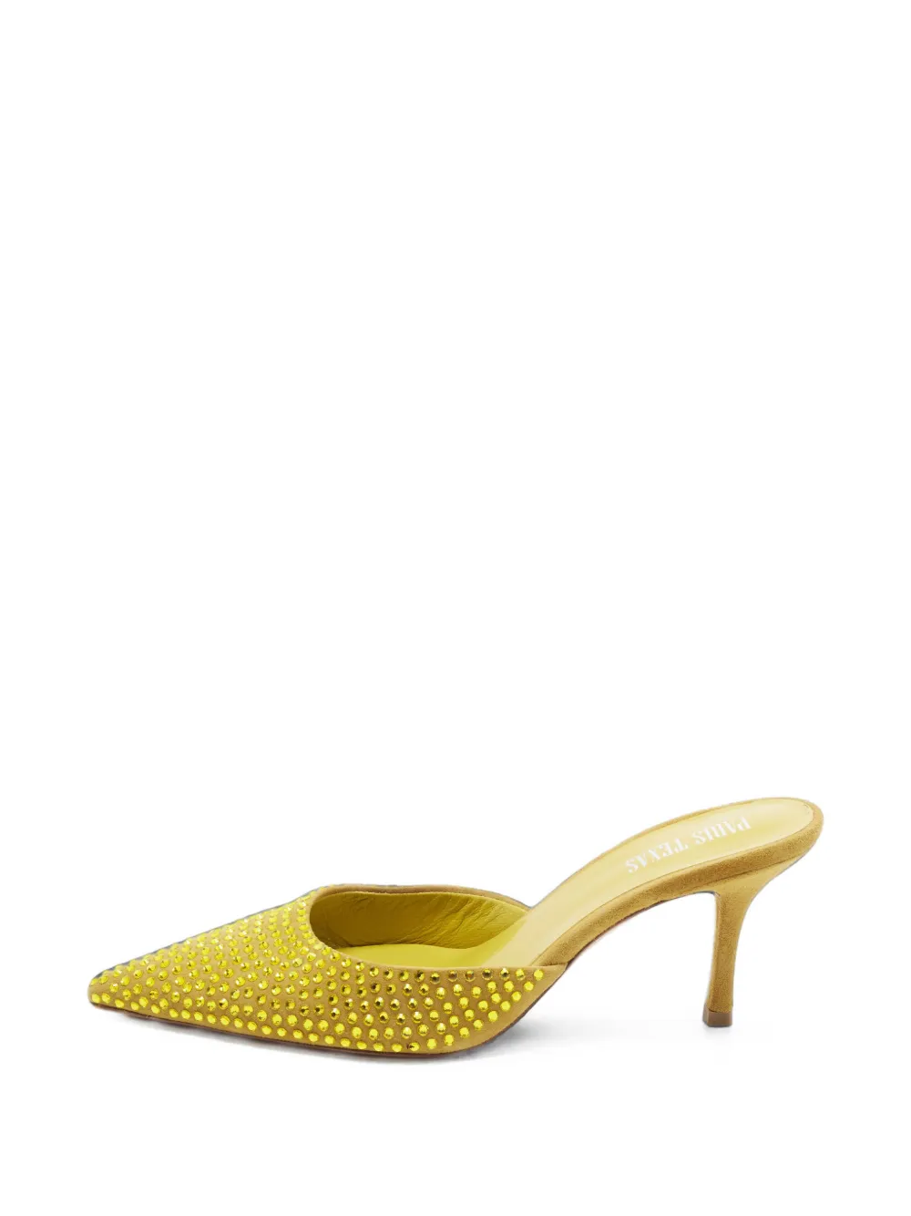 Paris Texas crystal-embellished suede mules - Gelb