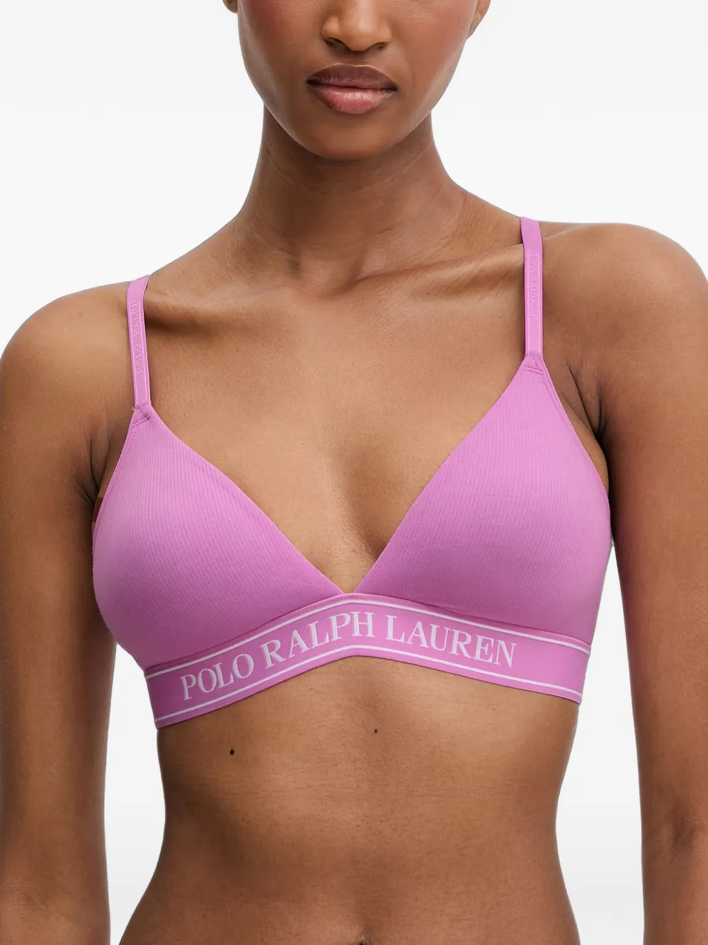 Polo Ralph Lauren logo-underband ribbed bra - Rosa