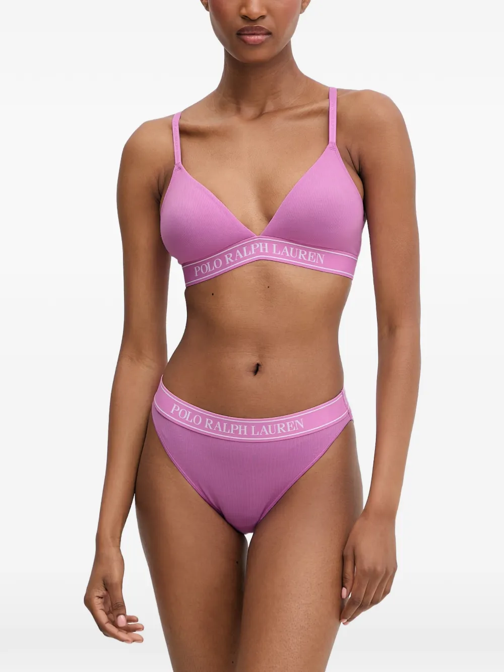 Polo Ralph Lauren Geribbelde bh met logoband Roze