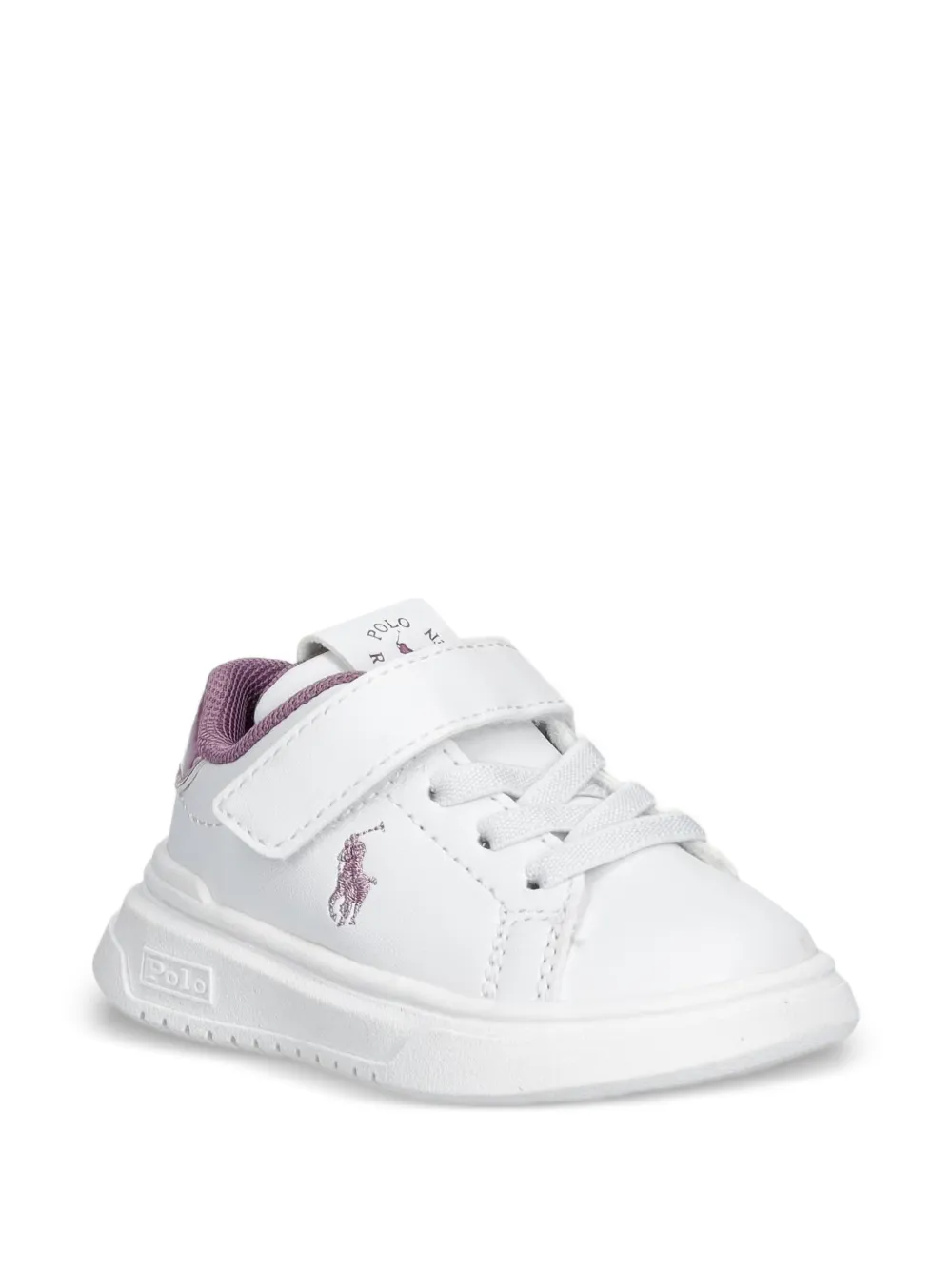 POLO RALPH LAUREN KIDS baskets Heritage Court Super à logo brodé et attache scratch - Blanc