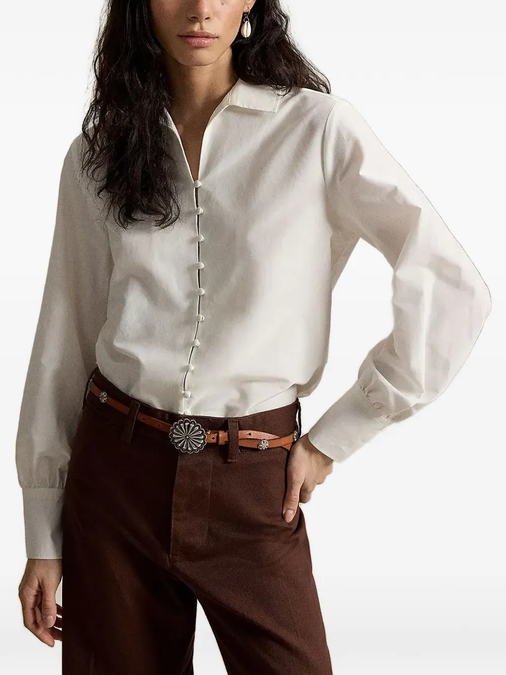 Polo Ralph Lauren Zijden en katoenen blouse Wit
