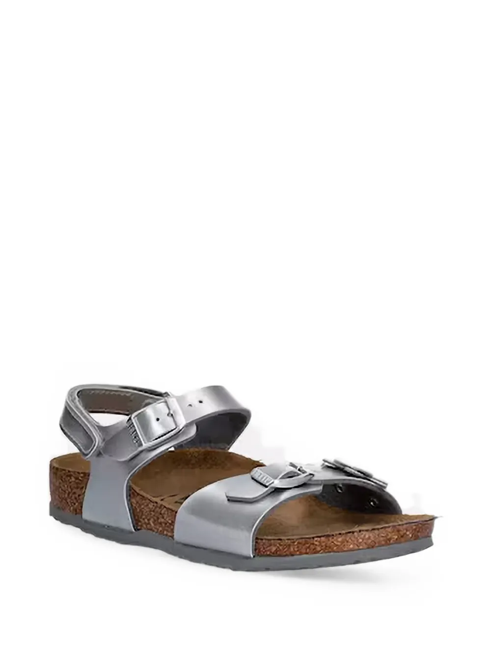 Birkenstock Kids Rio flower-appliqué buckle-fastening sandals - Argento