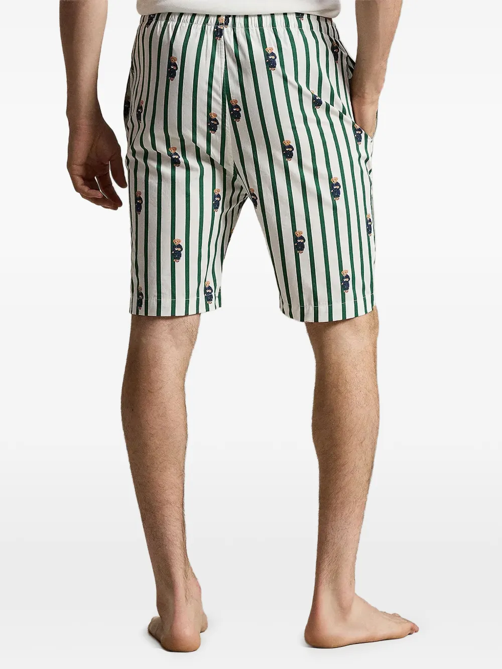 Polo Ralph Lauren Polo Bear gestreepte pyjamashorts Wit