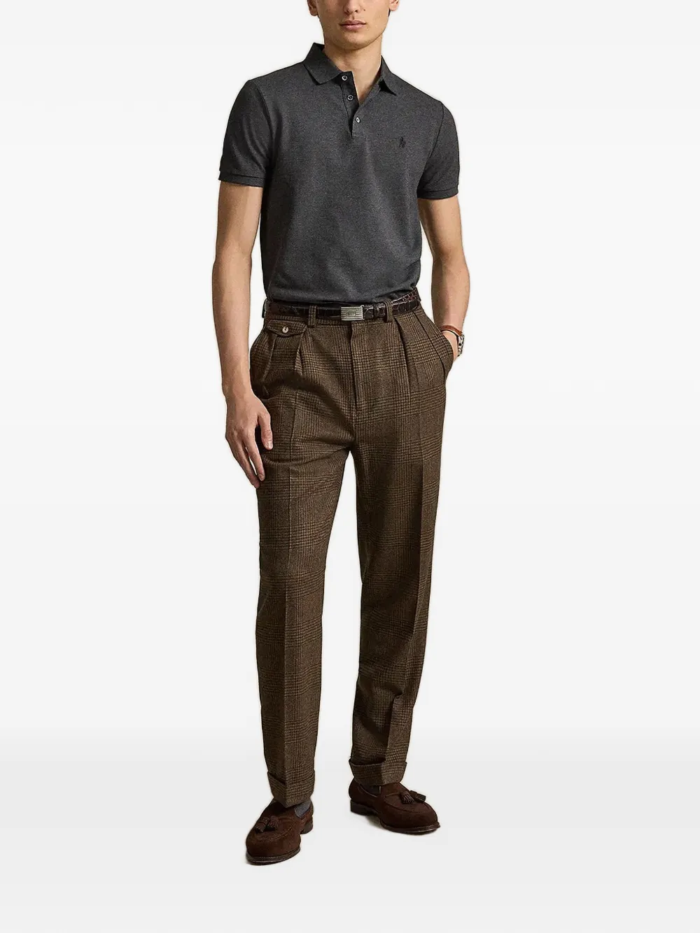 Polo Ralph Lauren Slim-fit mesh poloshirt met stretch Grijs