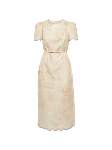 ZIMMERMANN rose-print crystal-embellished midi dress