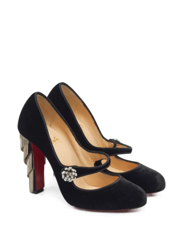 【Christian Louboutin】パンプス（23cm） フリンジ 美品 Christian Louboutin Pre-Owned Rex フリンジ パンプス | ブラック