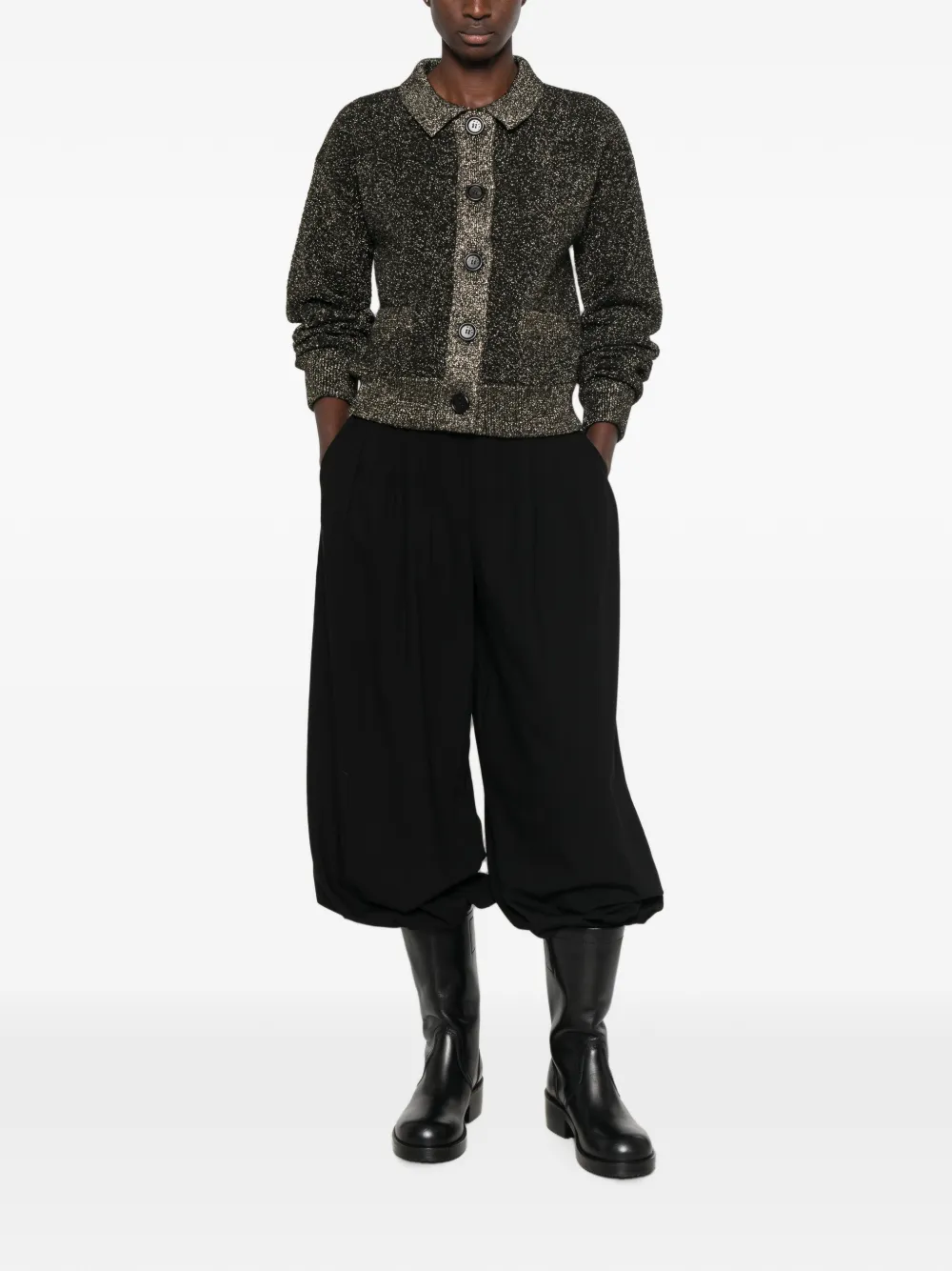 Marni glitter-effect button-up cardigan Zwart