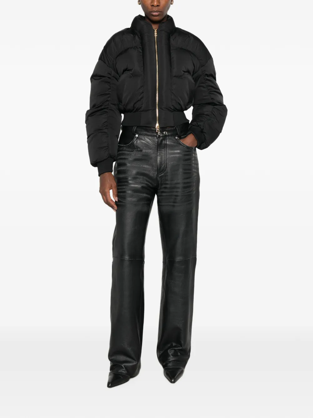 Elisabetta Franchi Cropped donsjack Zwart