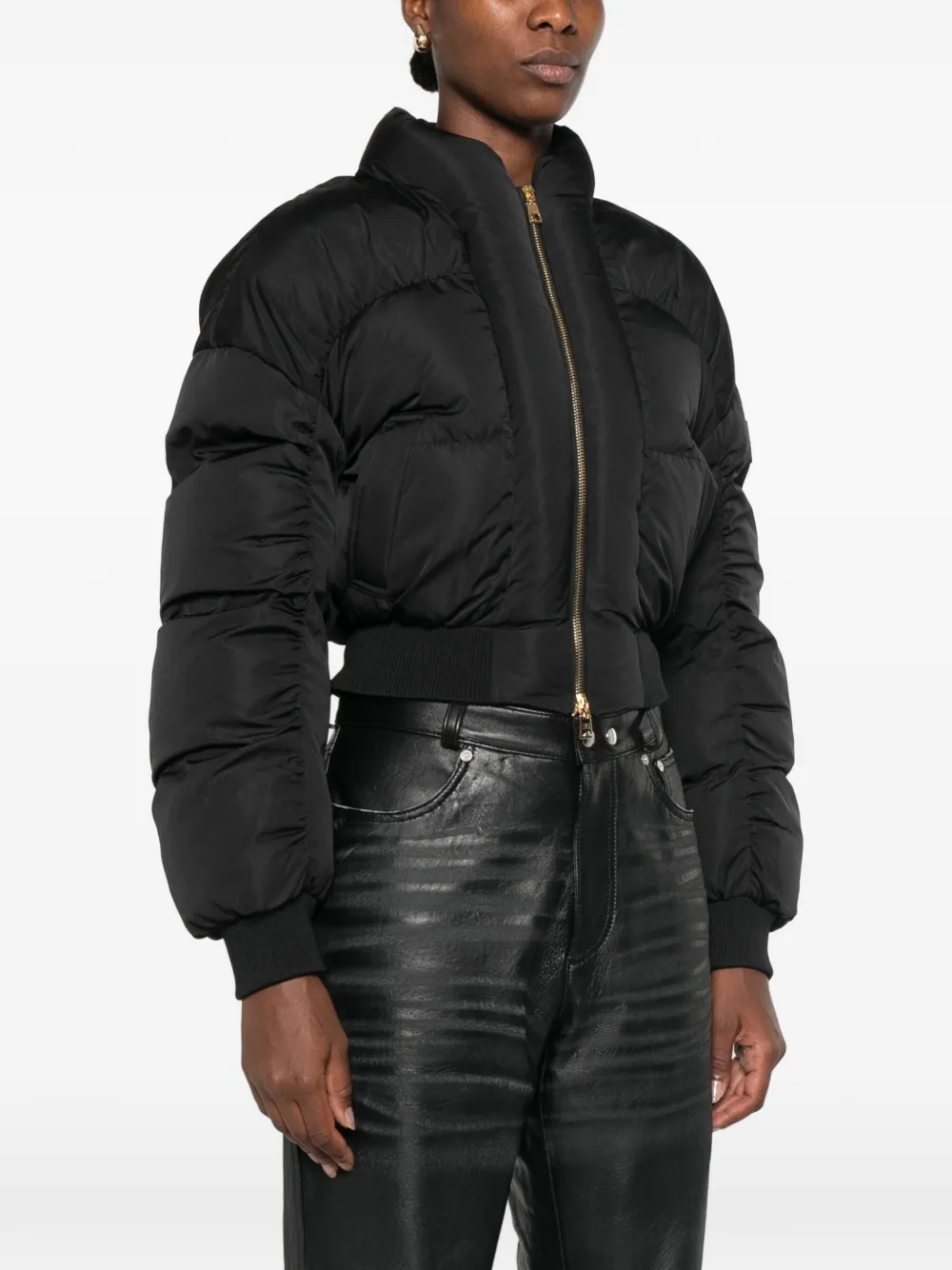 Elisabetta Franchi Cropped donsjack Zwart