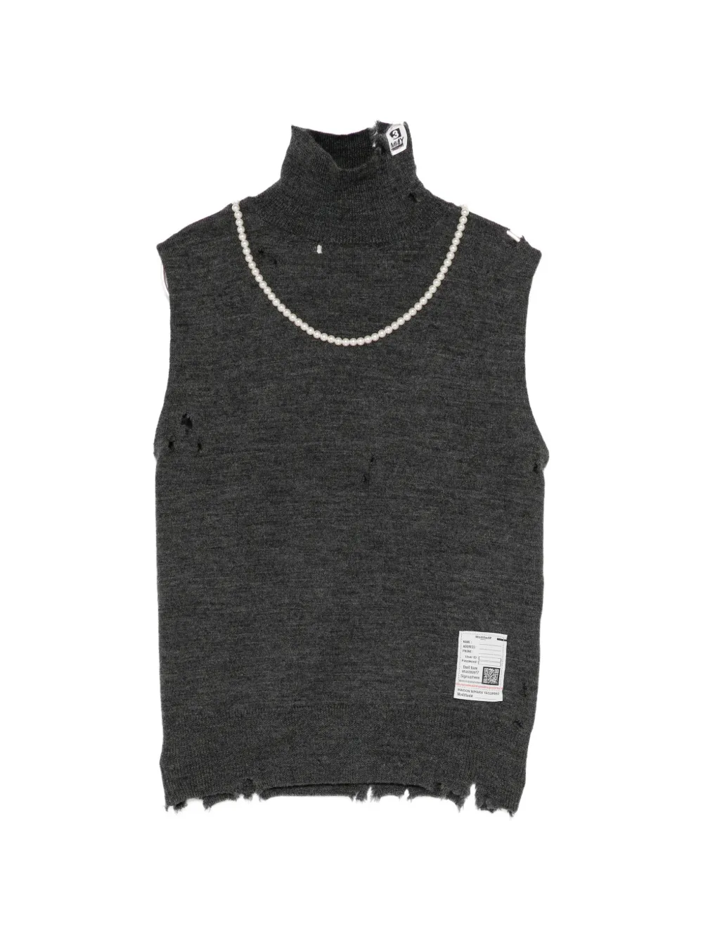 Maison MIHARA YASUHIRO distressed roll-neck top - Grigio