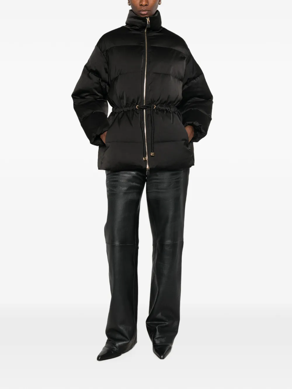 Elisabetta Franchi drawstring puffer jacket Zwart