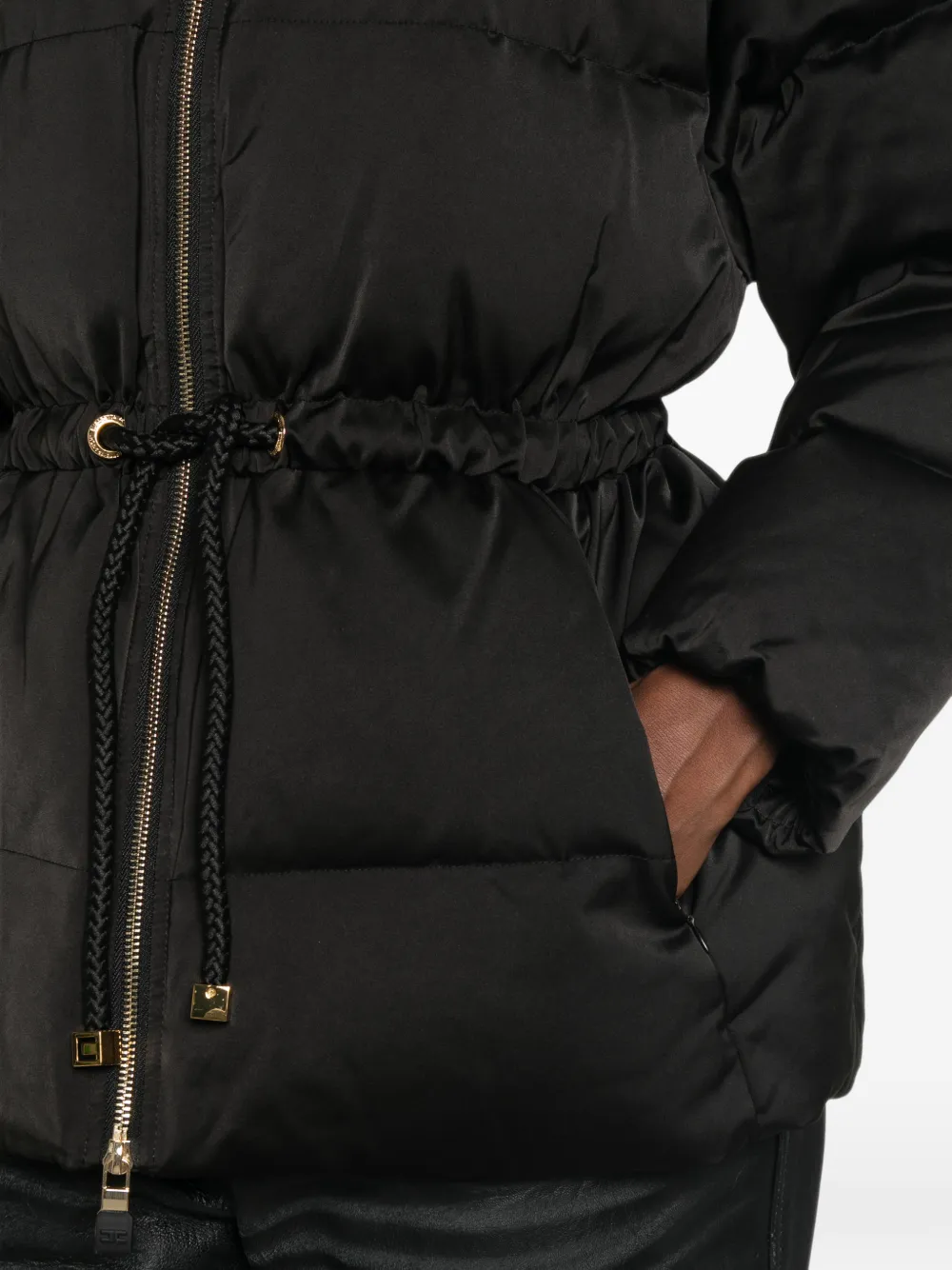 Elisabetta Franchi drawstring puffer jacket Zwart
